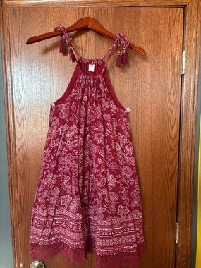 Old Navy Burgundy Floral Tie-Shoulder Sundress